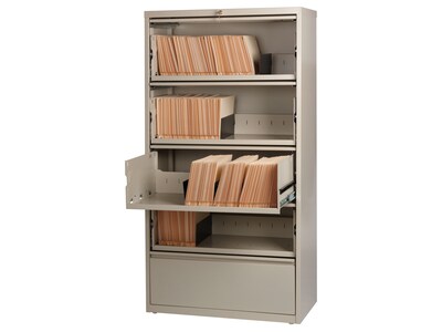 Hirsh HL10000 Series 5-Drawer Lateral File Cabinet, Locking, Letter/Legal, Putty, 36" (17901)