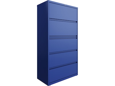 Hirsh HL10000 Series 5-Drawer Lateral File Cabinet, Locking, Letter/Legal, Classic Blue, 36 (24260)