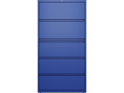 Hirsh HL10000 Series 5-Drawer Lateral File Cabinet, Locking, Letter/Legal, Classic Blue, 36 (24260)
