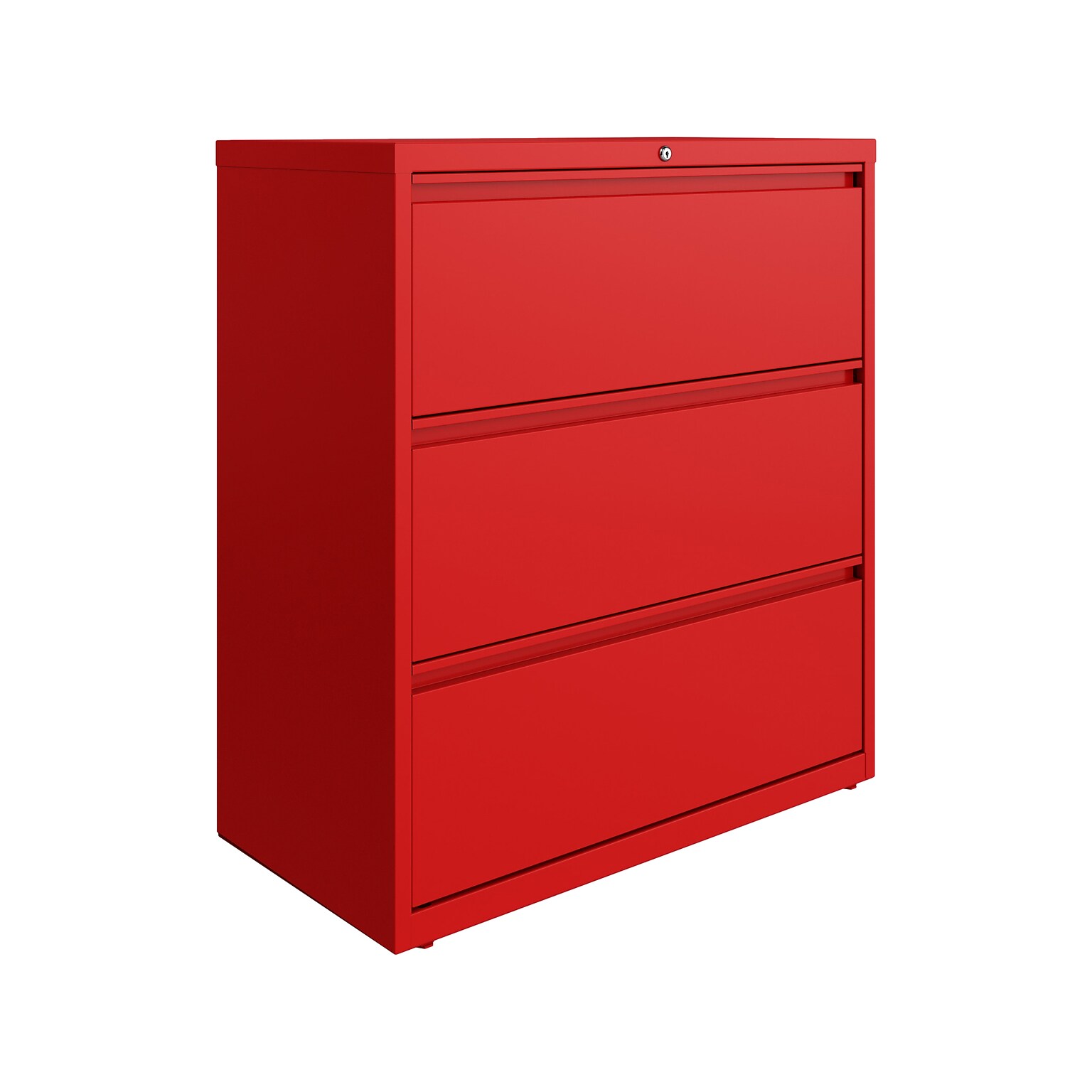 Hirsh HL10000 Series 3-Drawer Lateral File Cabinet, Locking, Letter/Legal, Lava Red, 36 (24252)