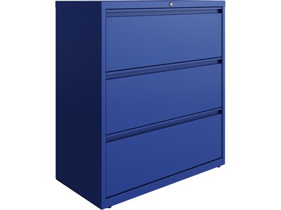 Hirsh HL10000 Series 3-Drawer Lateral File Cabinet, Locking, Letter/Legal, Classic Blue, 36 (24254)