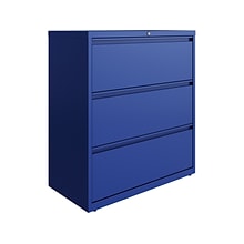 Hirsh HL10000 Series 3-Drawer Lateral File Cabinet, Locking, Letter/Legal, Classic Blue, 36 (24254)