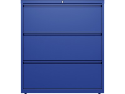 Hirsh HL10000 Series 3-Drawer Lateral File Cabinet, Locking, Letter/Legal, Classic Blue, 36" (24254)