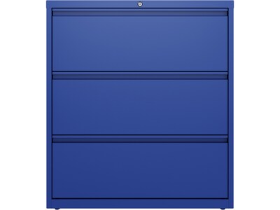 Hirsh HL10000 Series 3-Drawer Lateral File Cabinet, Locking, Letter/Legal, Classic Blue, 36 (24254)