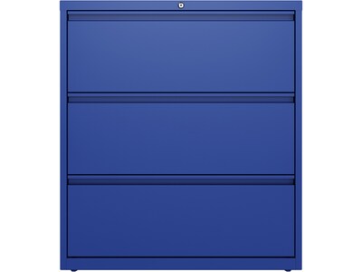 Hirsh HL10000 Series 3-Drawer Lateral File Cabinet, Locking, Letter/Legal, Classic Blue, 36 (24254)