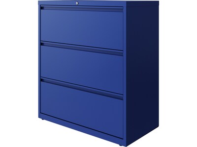 Hirsh HL10000 Series 3-Drawer Lateral File Cabinet, Locking, Letter/Legal, Classic Blue, 36" (24254)