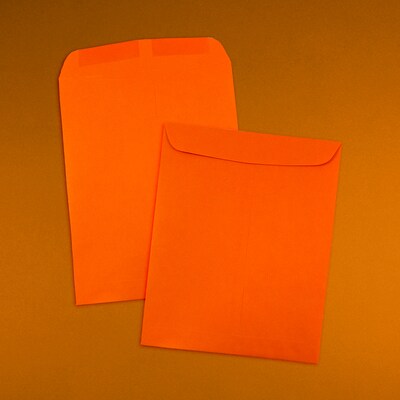 JAM Paper 9" x 12" Open End Catalog Colored Envelopes, Orange Recycled, 10/Pack (80410B)
