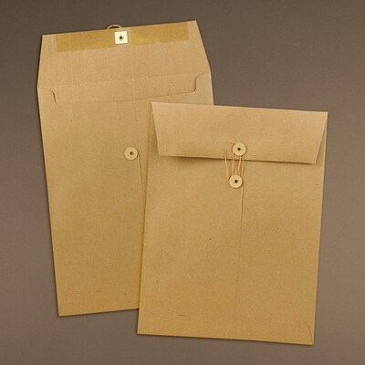 JAM Paper® 9 x 12 Open End Catalog Envelopes with Button and String Closure, Brown Kraft Paper Bag, 25/Pack (312611142)