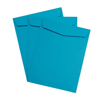 JAM Paper 10 x 13 Open End Catalog Colored Envelopes, Blue Recycled, 100/Pack (87725)