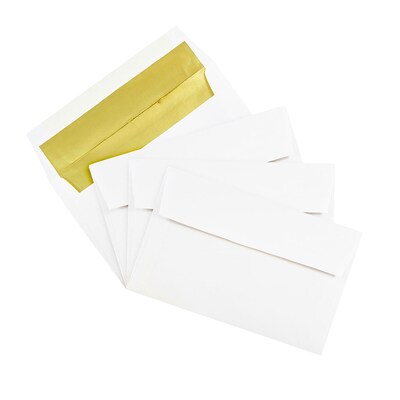 JAM Paper A9 Foil Lined Invitation Envelopes, 5.75 x 8.75, White with Gold Foil, 25/Pack (11572)