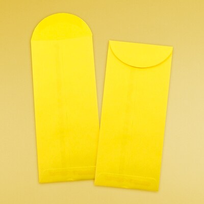 JAM Paper Open End #12 Currency Envelope, 4 3/4" x 11", Yellow Brite Hue, 50/Pack (3156400I)
