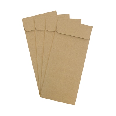 JAM Paper Open End #12 Currency Envelope, 4 3/4" x 11", Brown Kraft Paper Bag, 50/Pack (2119018862I)