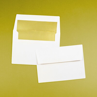 JAM Paper® A6 Foil Lined Invitation Envelopes, 4.75 x 6.5, White with Gold Foil, 50/Pack (82851I)