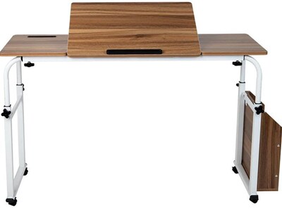 Mind Reader 54 Over Bed Mobile Table Desk, Brown/White (BETJUST-BRN)