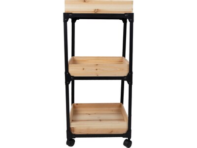 Mind Reader 3-Shelf Mixed Materials Mobile Utility Cart with Swivel Wheels, Black (3TCARRY-BLK)