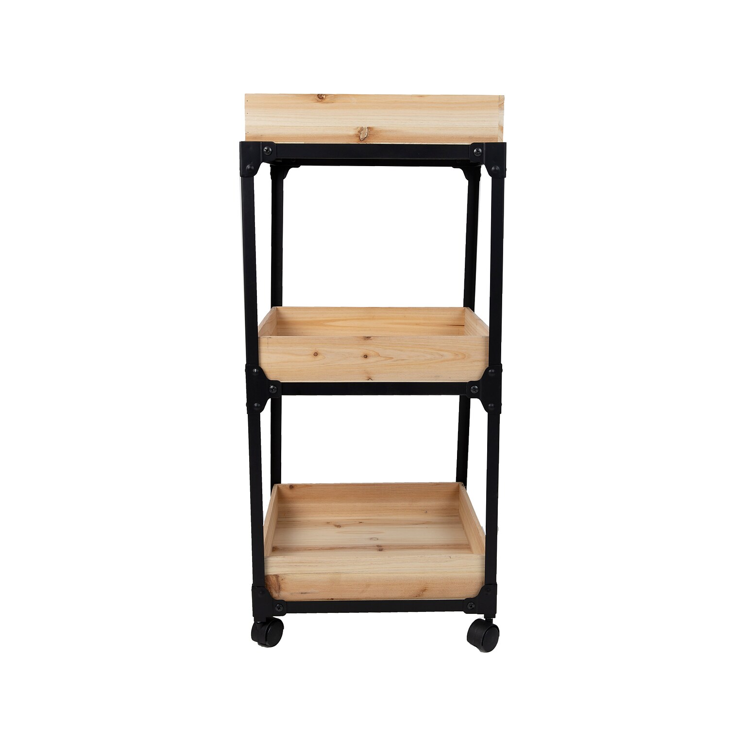 Mind Reader 3-Shelf Mixed Materials Mobile Utility Cart with Swivel Wheels, Black (3TCARRY-BLK)