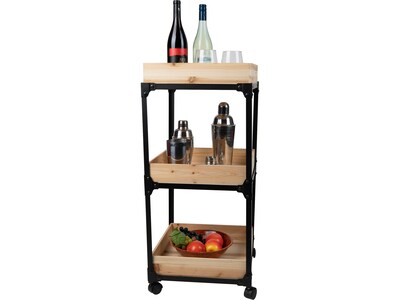 Mind Reader 3-Shelf Mixed Materials Mobile Utility Cart with Swivel Wheels, Black (3TCARRY-BLK)