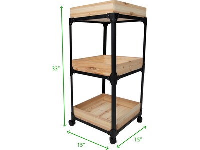 Mind Reader 3-Shelf Mixed Materials Mobile Utility Cart with Swivel Wheels, Black (3TCARRY-BLK)