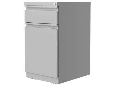 Hirsh 2-Drawer Mobile Vertical File Cabinet, Letter Size, Lockable, 27.75"H x 15"W x 19.88"D, Arctic Silver (25034)