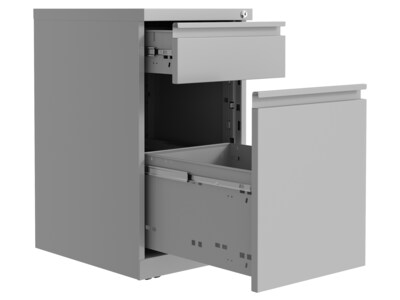 Hirsh 2-Drawer Mobile Vertical File Cabinet, Letter Size, Lockable, 27.75"H x 15"W x 19.88"D, Arctic Silver (25034)