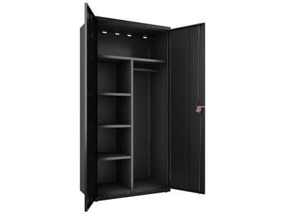 Hirsh 72" Steel Wardrobe Cabinet with 4 Shelves, Black (22632)
