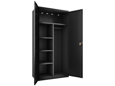 Hirsh 72" Steel Wardrobe Cabinet with 4 Shelves, Black (22632)