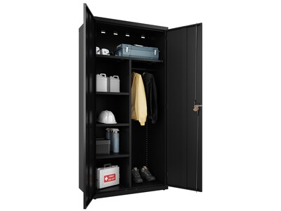Hirsh 72" Steel Wardrobe Cabinet with 4 Shelves, Black (22632)