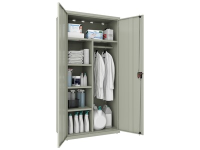 Hirsh 72" Steel Wardrobe Cabinet with 4 Shelves, Light Gray (22633)