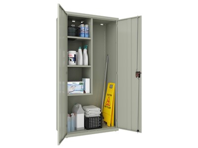 Hirsh 72" Steel Janitorial Cabinet with 3 Shelves, Light Gray (24034)