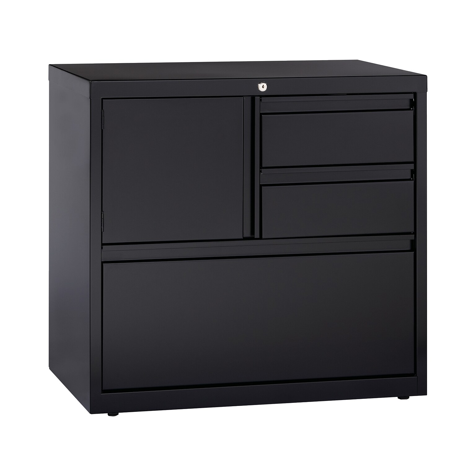 Hirsh HL8000 Series 3-Drawer Lateral File Cabinet, Locking, Letter/Legal, Black, 30 (19628)