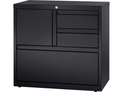 Hirsh HL8000 Series 3-Drawer Lateral File Cabinet, Locking, Letter/Legal, Black, 30" (19628)