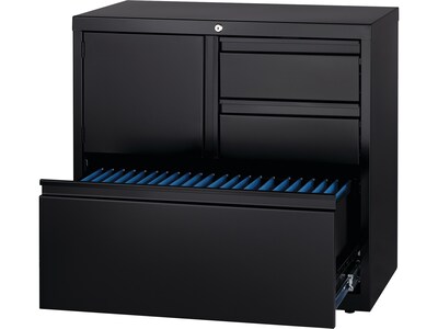 Hirsh HL8000 Series 3-Drawer Lateral File Cabinet, Locking, Letter/Legal, Black, 30" (19628)