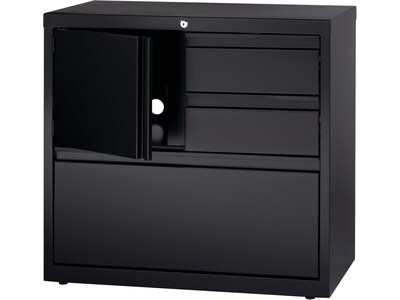 Hirsh HL8000 Series 3-Drawer Lateral File Cabinet, Locking, Letter/Legal, Black, 30" (19628)