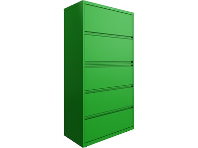 Hirsh HL10000 Series 5-Drawer Lateral File Cabinet, Locking, Letter/Legal, Screaming Green, 36 (242