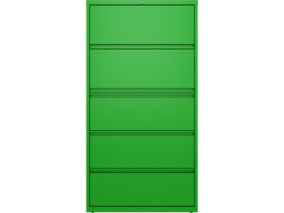 Hirsh HL10000 Series 5-Drawer Lateral File Cabinet, Locking, Letter/Legal, Screaming Green, 36 (242