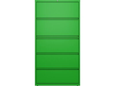 Hirsh HL10000 Series 5-Drawer Lateral File Cabinet, Locking, Letter/Legal, Screaming Green, 36 (242