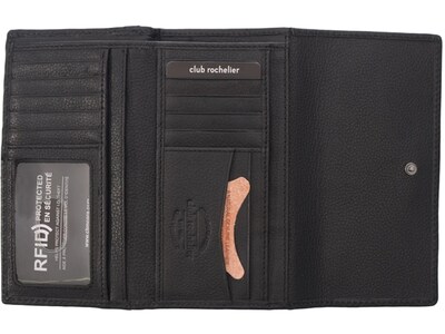 Club Rochelier Leather Clutch Wallet, Black (CL11066-97-Blk)