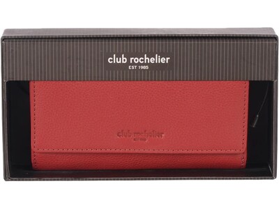 Club Rochelier Leather Clutch Wallet, Red (CL11066-97-Red)