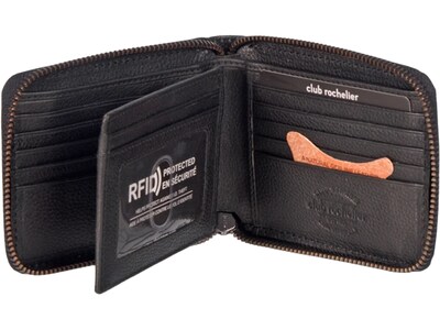 Club Rochelier Onyx Leather Zipper Wallet, Black (CL110300-CW-Blk)