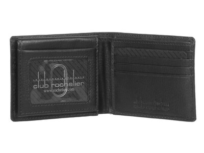 Club Rochelier Leather Slimfold Wallet, Black (CRP354-2-Blk)