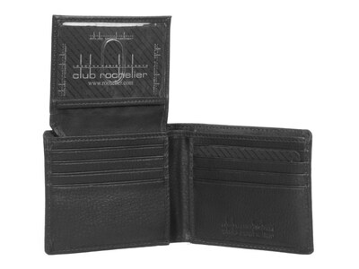Club Rochelier Leather Slimfold Wallet, Black (CRP354-2-Blk)