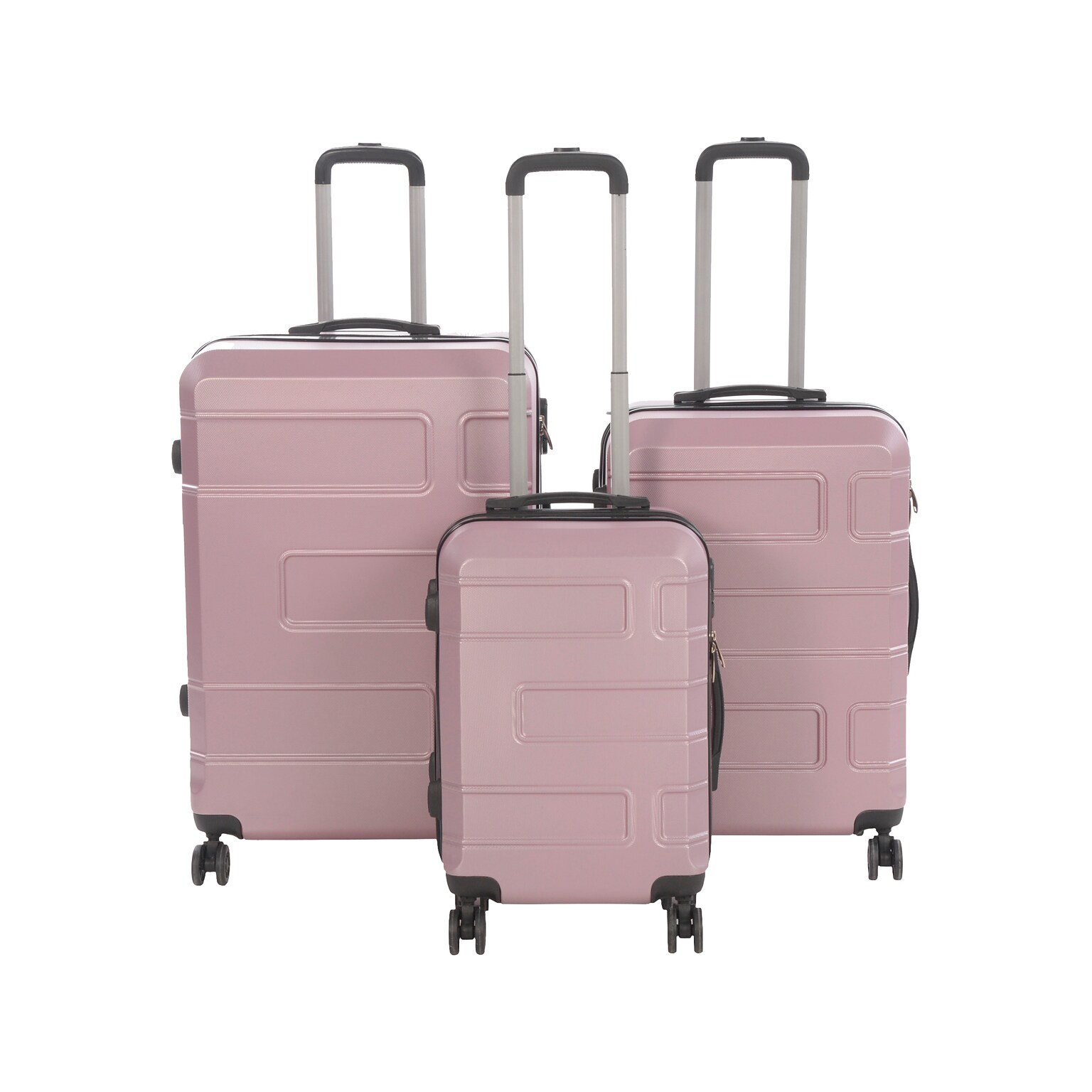 Nicci Deco Plastic 3-Piece Luggage Set, Pink (CRL010-Pnk)