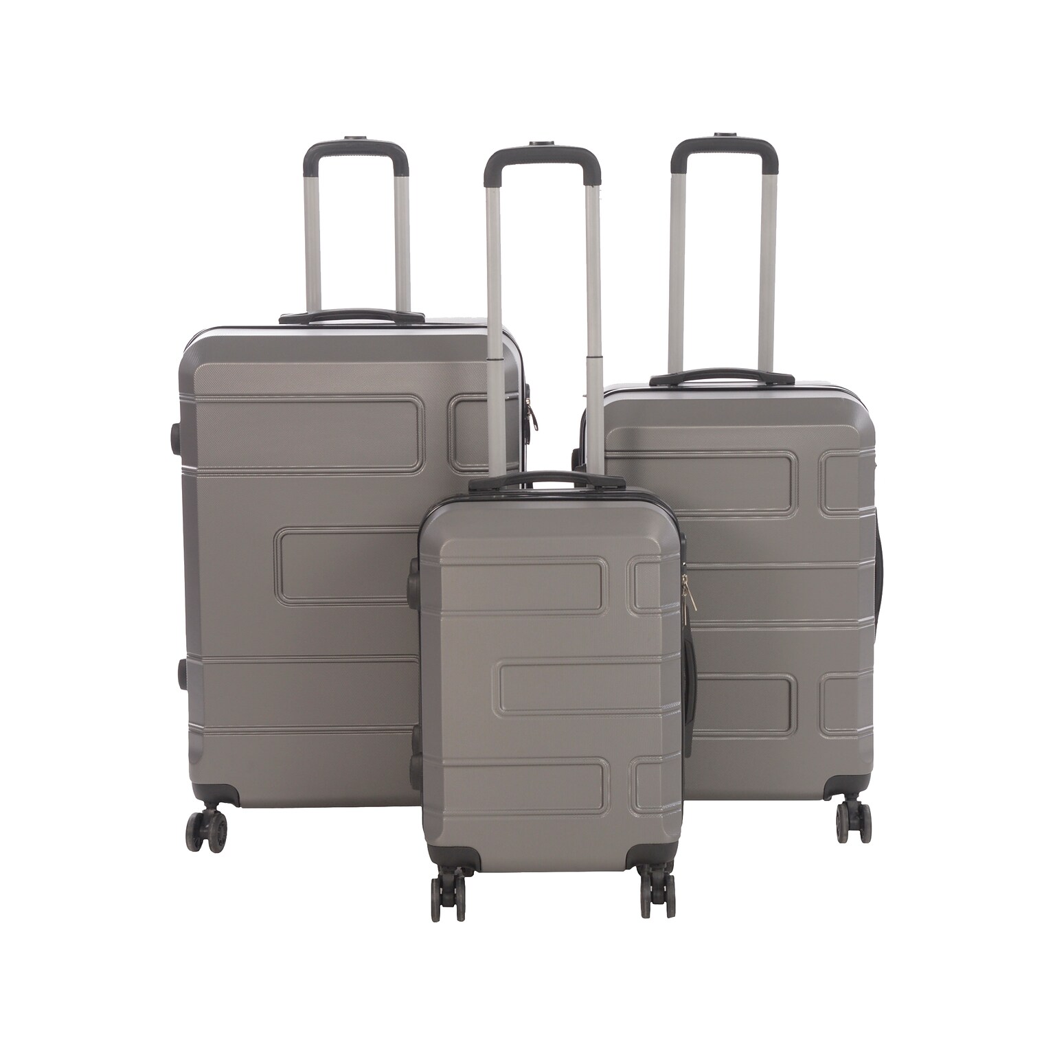 Nicci Deco Plastic 3-Piece Luggage Set, Charcoal (CRL010-Char)