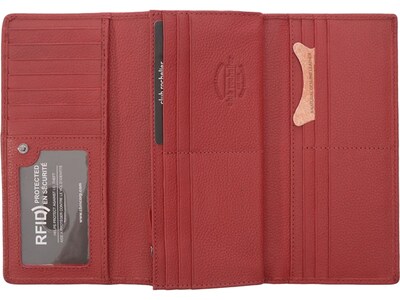 Club Rochelier Leather Ladies Clutch with Gusset, Red (CL11065-3-Red)