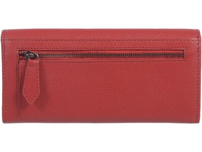 Club Rochelier Leather Ladies' Clutch with Gusset, Red (CL11065-3-Red)