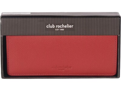 Club Rochelier Leather Ladies' Clutch with Gusset, Red (CL11065-3-Red)
