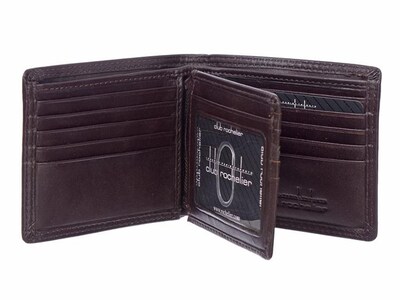Club Rochelier Leather Slimfold Wallet with Center Wing, Mahogany (4452-4-Mhgny)
