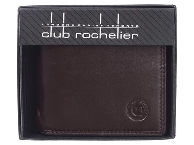 Club Rochelier Leather Slimfold Wallet with Center Wing, Mahogany (4452-4-Mhgny)