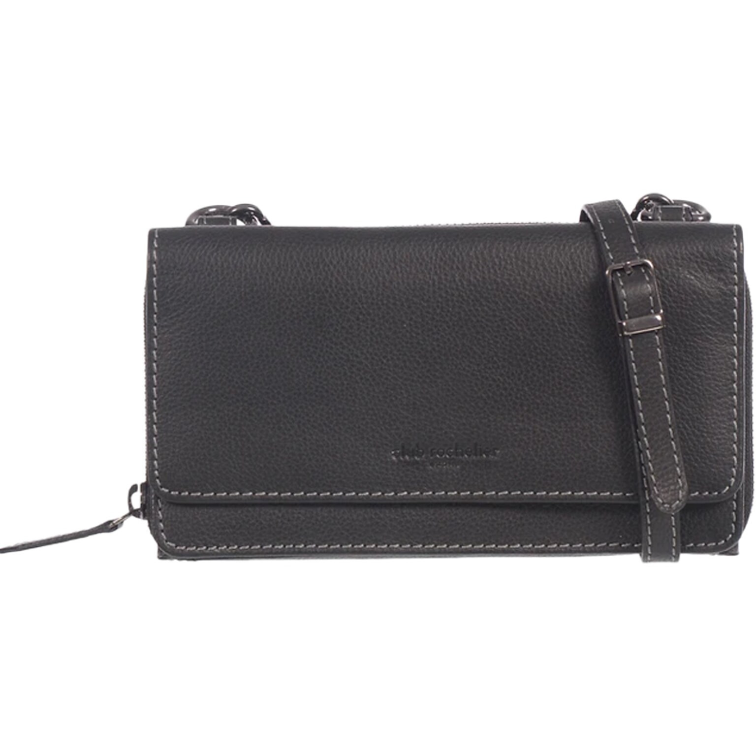 Club Rochelier Onyx Leather Cross-Body Wallet, Black (CL110WOS28-Blk)