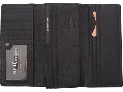 Club Rochelier Leather Clutch Wallet, Black (CL11065-3-Blk)
